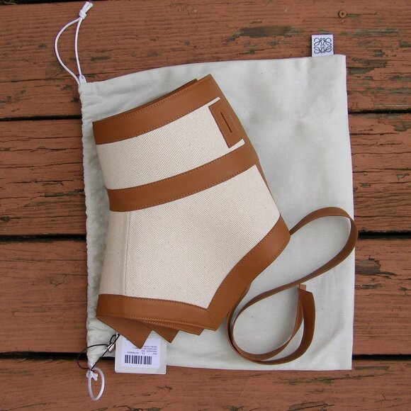 RARE NWT LOEWE Tan Canvas & Leather Obi Belt - Picture 15 of 15